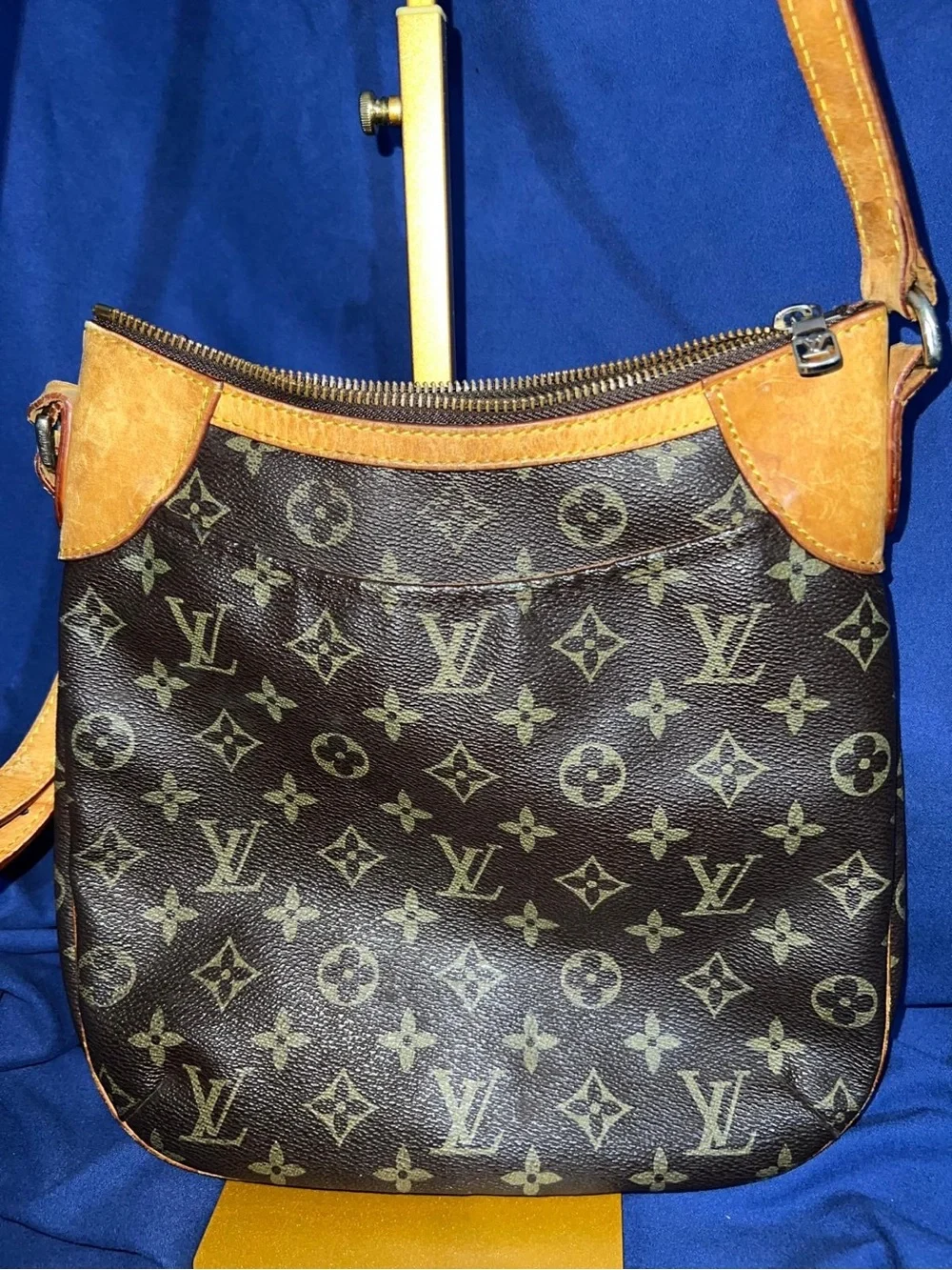 LV Odean PM -Monogram Brown Crossbody Bag with Tan Leather Trim